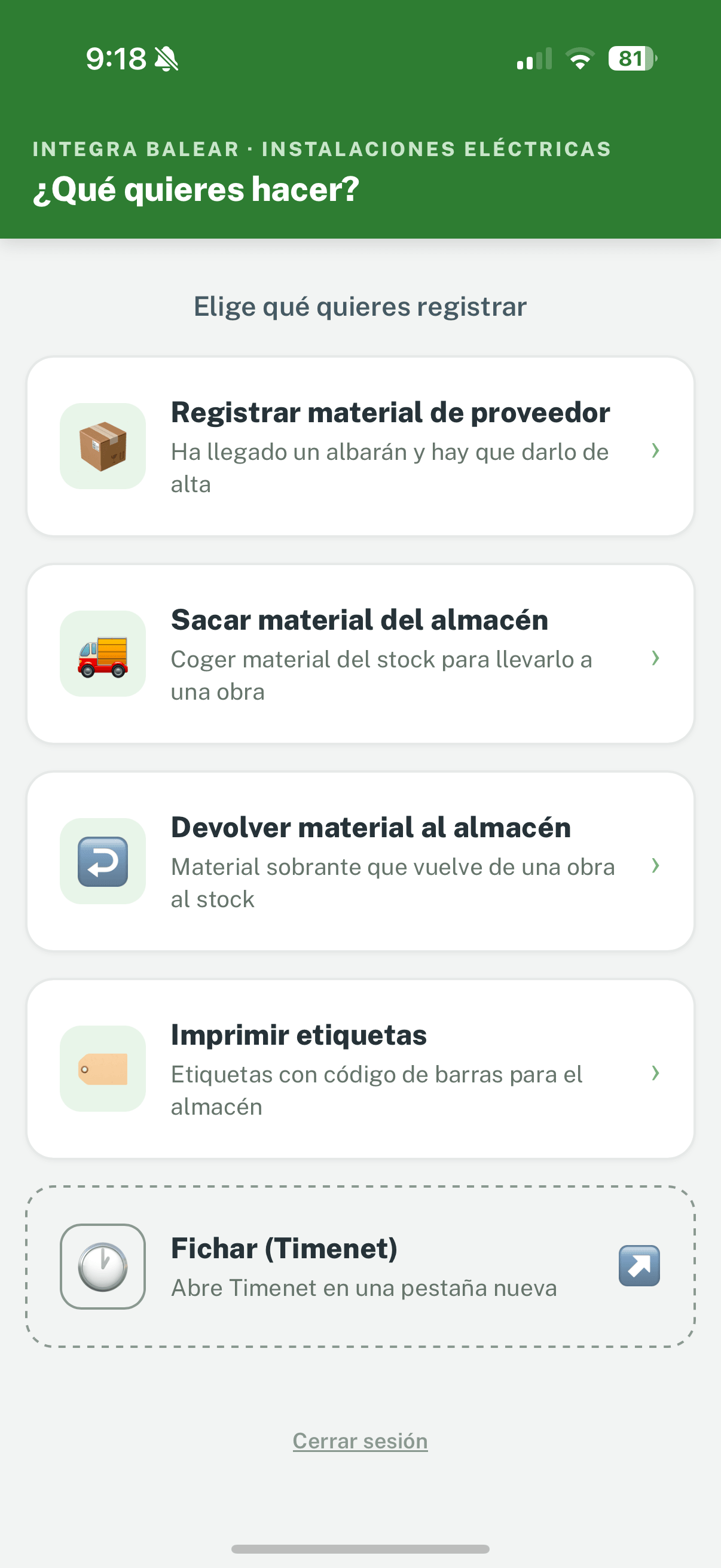 App de gestión del electricista en uso