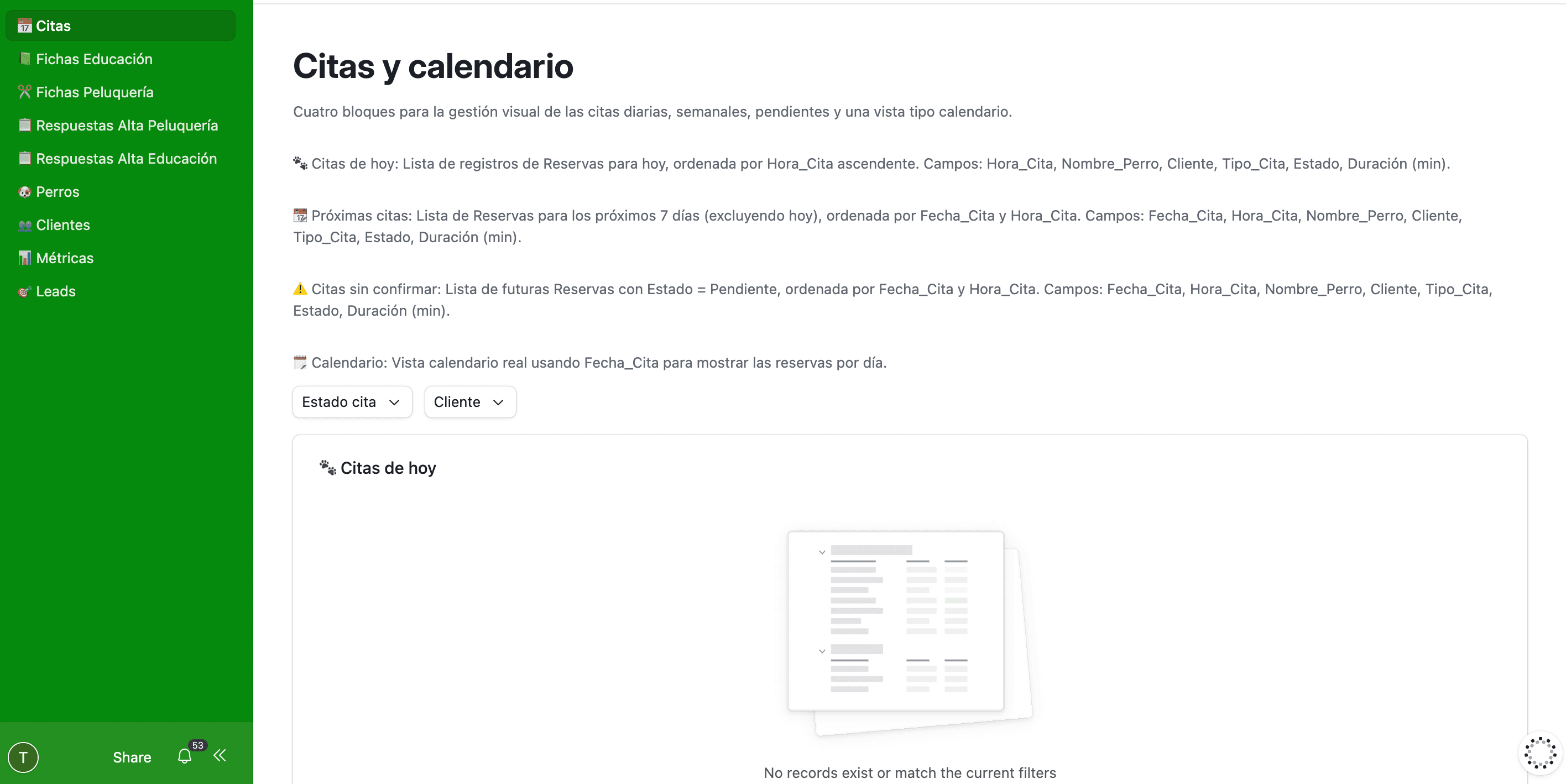Captura del CRM de Tres Cans en Airtable